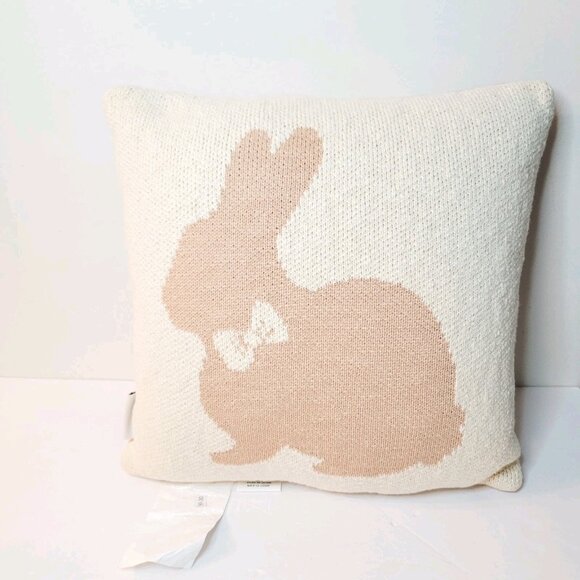 Bunny Boulevard Rabbit Pink Reversible Nursery Accent Decor Knit Throw Pillow - Picture 4 of 4